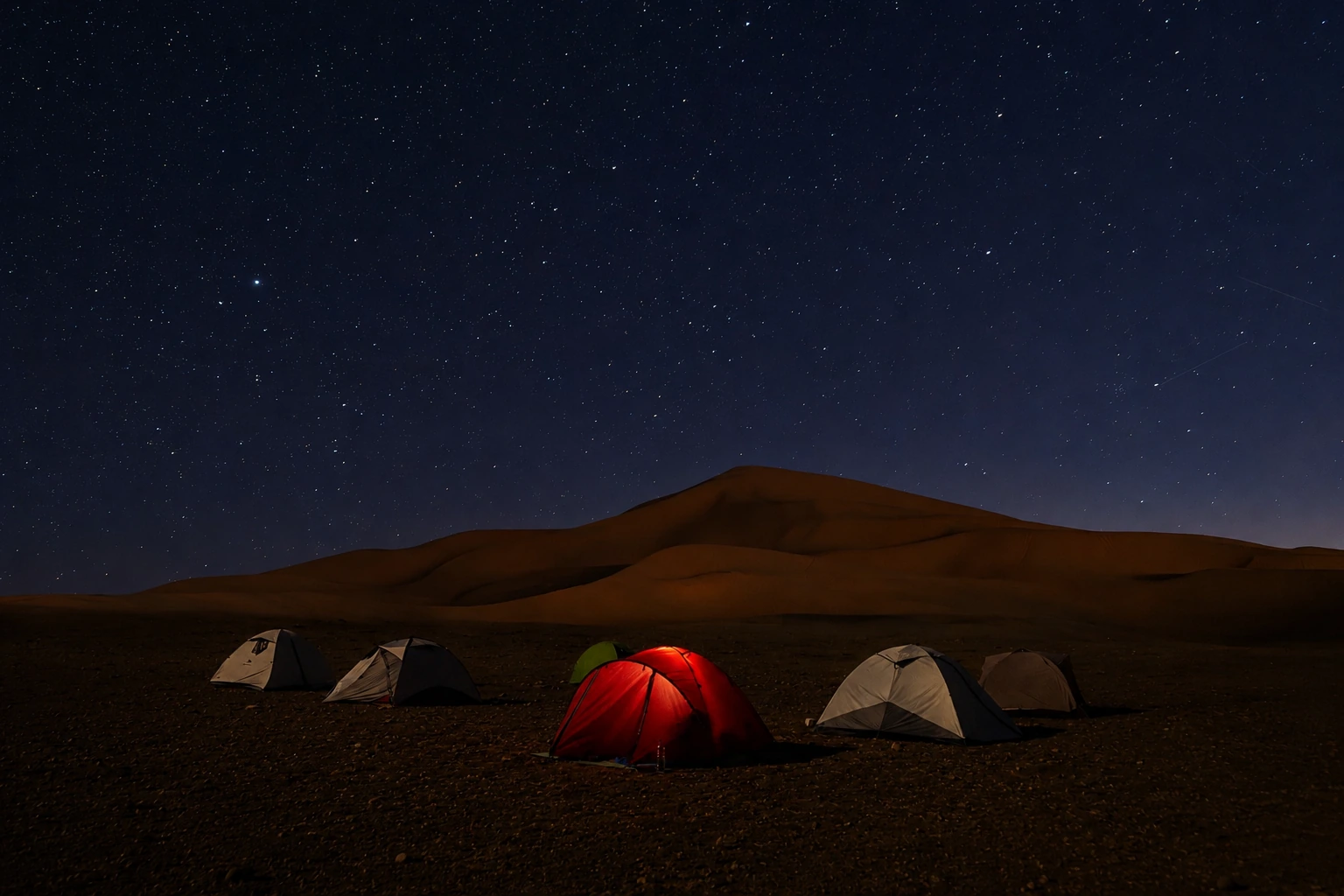 An overnight desert camp under the stars in Liwa.
